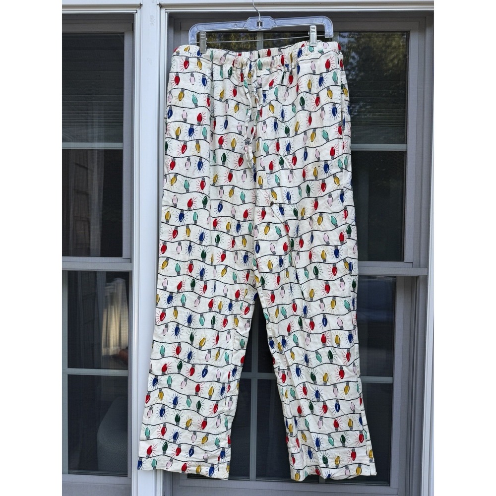 Hanna Andersson Flannel Pajama Pants string lights Size X- Large